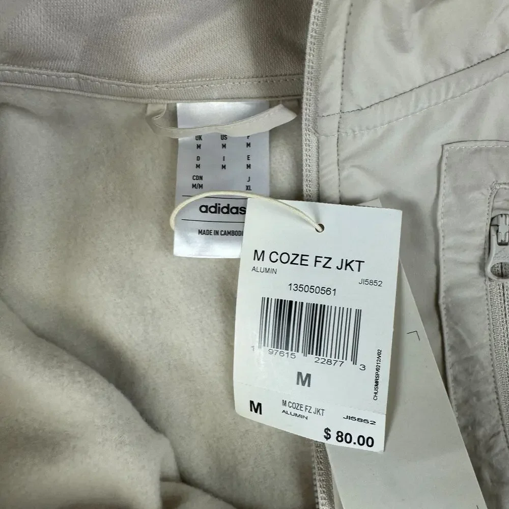 Adidas Coze Full Zip Jacket Mens Size M Sportswear Alumina‎ Cream NWT $80